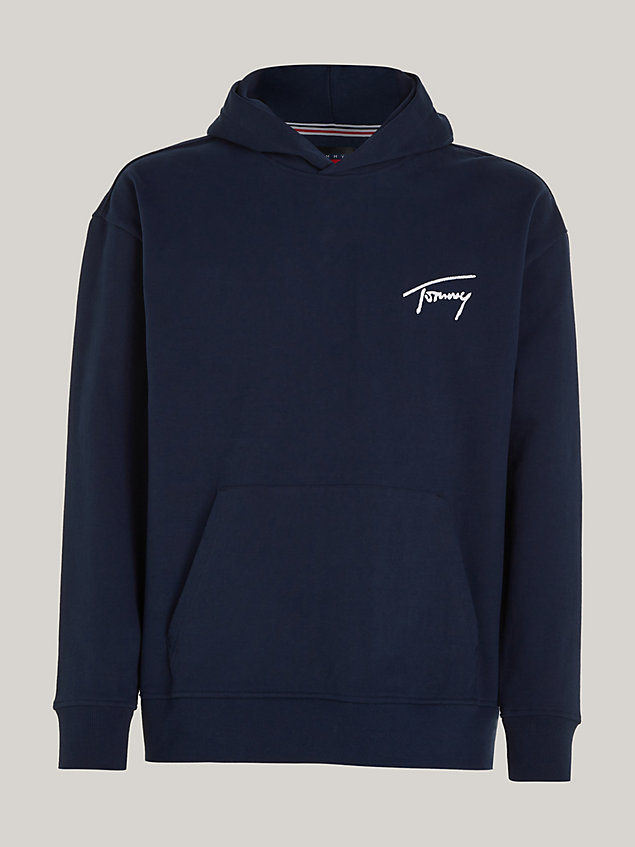 blue relaxed fit hoodie mit signatur-logo für herren - tommy jeans