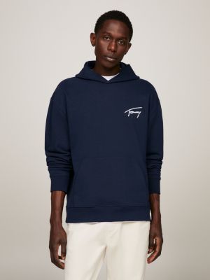 Tommy Hilfiger Embossed monogram-pattern Hoodie - Blue