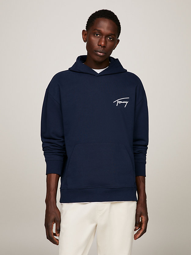 Signature Logo Relaxed Hoody | Blue | Tommy Hilfiger