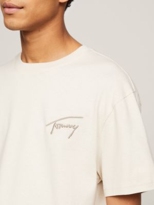 Crew Neck Logo T-Shirt | Beige | Tommy Hilfiger