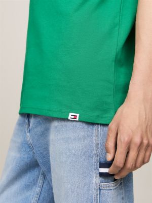 green crew neck logo t-shirt for men tommy jeans