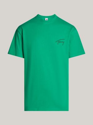 green crew neck logo t-shirt for men tommy jeans