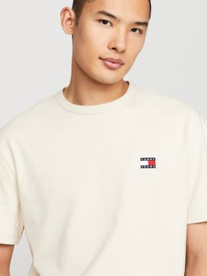 Badge Embroidery Crew Neck T-Shirt | Beige | Tommy Hilfiger