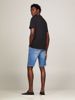 t-shirt con distintivo tommy sul petto nero da uomini tommy jeans