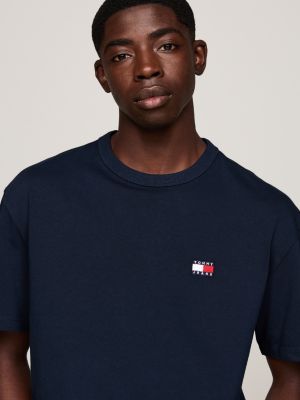 blue tommy badge crew neck t-shirt for men tommy jeans