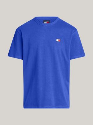 t-shirt tommy badge à col ras-du-cou bleu pour hommes tommy jeans