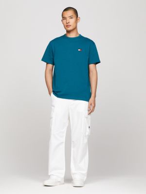 blue t-shirt mit badge für herren - tommy jeans