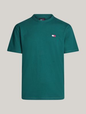 t-shirt con distintivo tommy sul petto blu da uomini tommy jeans