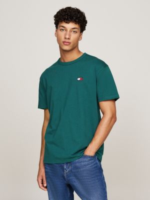 t-shirt con distintivo tommy sul petto blue da uomini tommy jeans