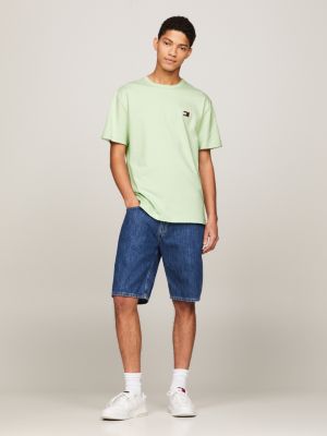 green t-shirt mit badge für herren - tommy jeans