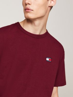 pink tommy badge crew neck t-shirt for men tommy jeans