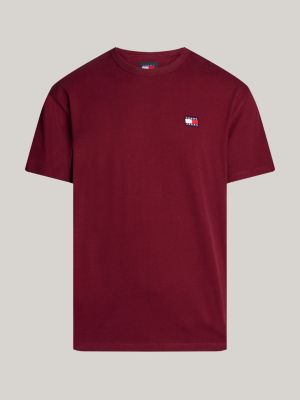 rosa tommy badge t-shirt mit rundhalsausschnitt für herren - tommy jeans