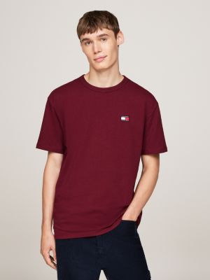 pink tommy badge crew neck t-shirt for men tommy jeans