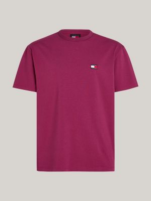 purple tommy badge crew neck t-shirt for men tommy jeans