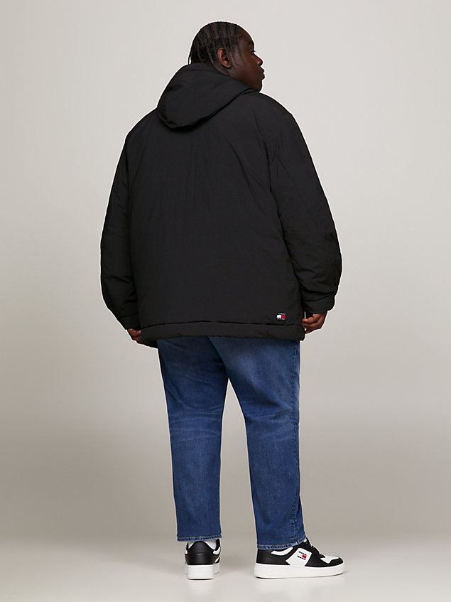 black gewatteerde oversized chicago windbreaker voor heren - tommy jeans