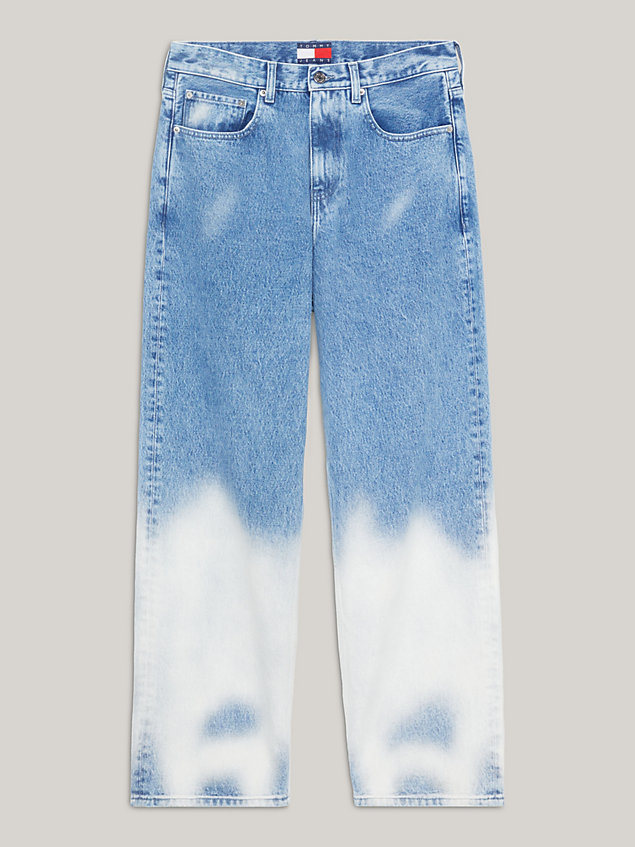 denim dual gender wide leg bleach wash jeans for men tommy jeans
