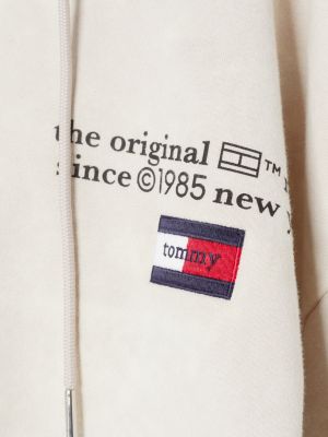 beige dual gender cropped oversized back graphic hoody for men tommy jeans