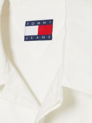 Dual Gender Boxy Cropped Short Sleeve Shirt | White | Tommy Hilfiger