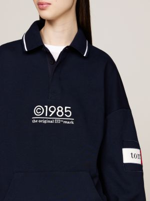 blue 1985 collection dual gender oversized rugby shirt for men tommy jeans