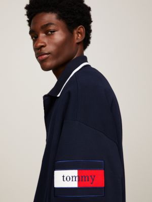 blue 1985 collection dual gender oversized rugby shirt for men tommy jeans