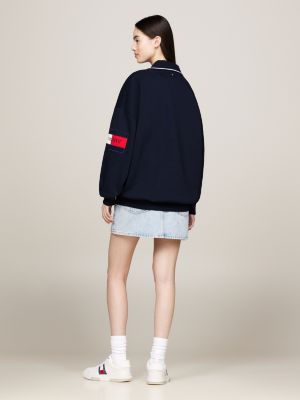 blue 1985 collection dual gender oversized rugby shirt for men tommy jeans
