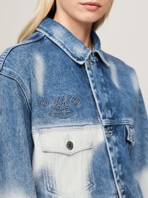 denim ombré dual gender denim trucker jacket for men tommy jeans