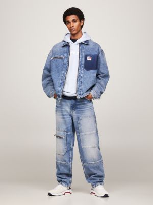 denim aiden baggy tapered cargo-jeans für herren - tommy jeans