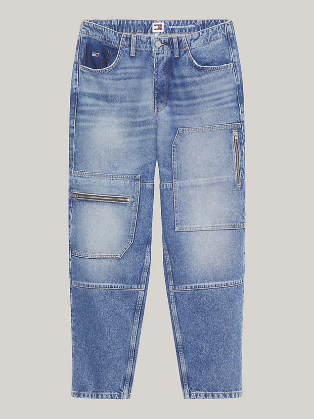 denim aiden baggy tapered cargo jeans voor heren - tommy jeans