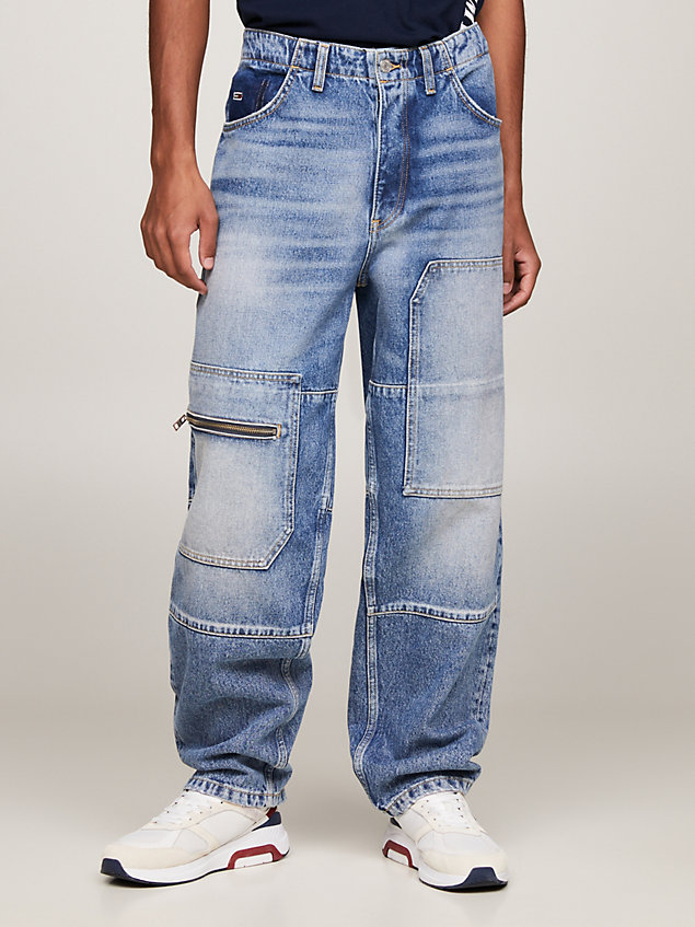 jeans cargo aiden baggy fit affusolati denim da uomini tommy jeans
