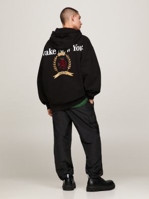 tommy badge quarter zip drawstring sweatshirt