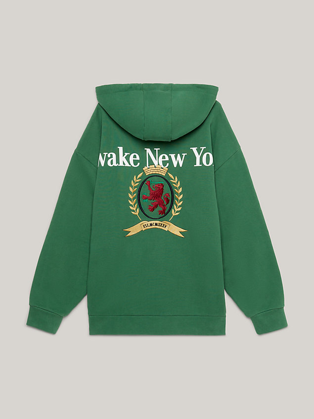 green tommy x awake ny oversized logo relaxed hoody for men tommy jeans