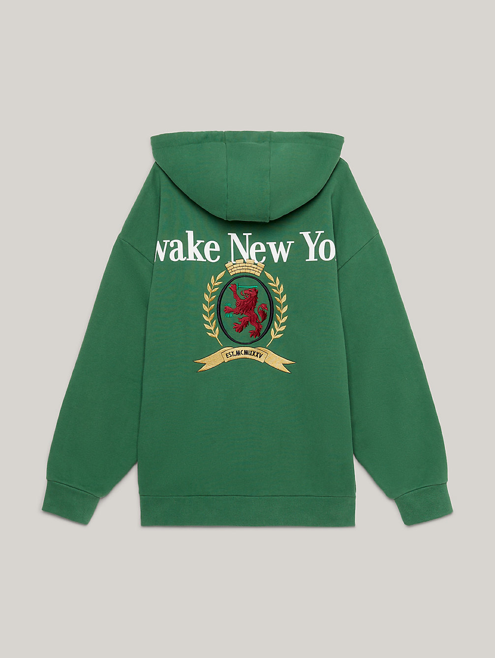 green tommy x awake ny relaxed hoodie met logo voor heren - tommy jeans