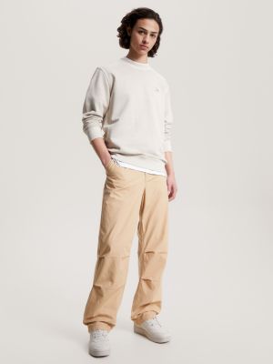 sudadera essential con logo tonal beige de hombre tommy jeans