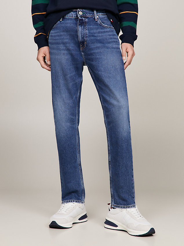 jeans dad regular fit affusolati scoloriti denim da uomini tommy jeans