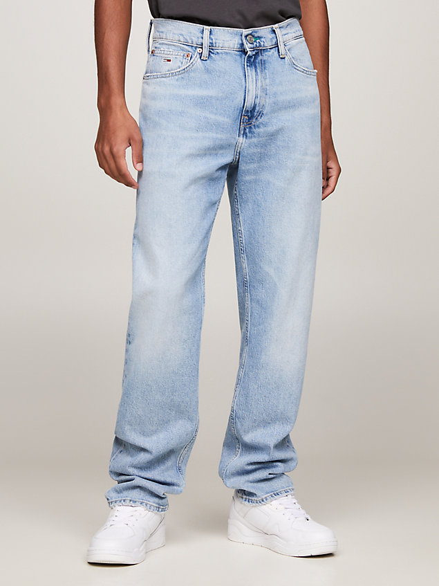 denim ethan relaxed straight jeans mit fade-effekt für herren - tommy jeans