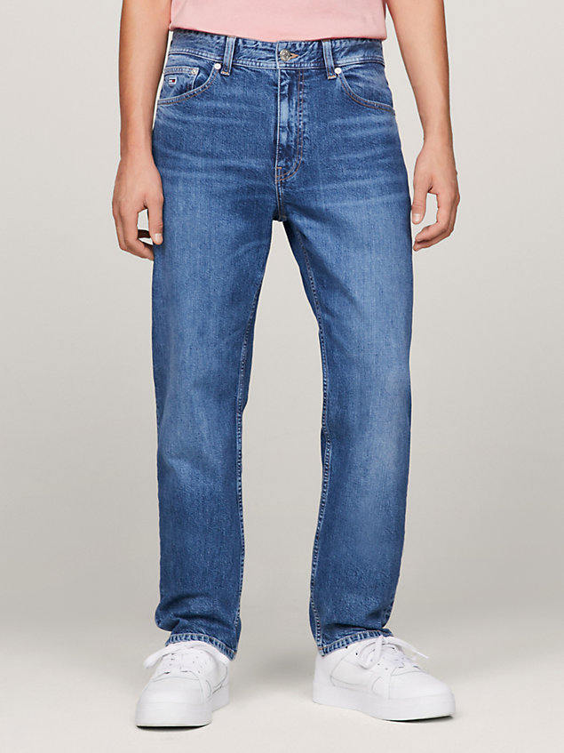 denim ethan relaxed straight jeans met fading voor heren - tommy jeans