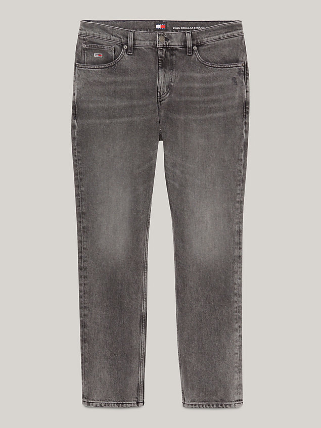 denim ryan regular straight faded zwarte jeans voor heren - tommy jeans