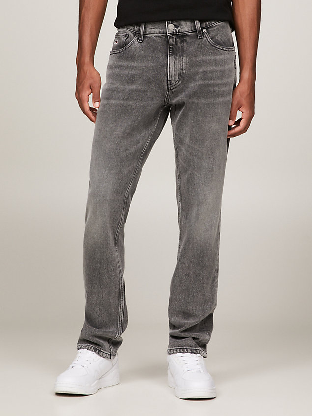 jeans ryan regular fit dritti con scoloriture neri denim da uomini tommy jeans