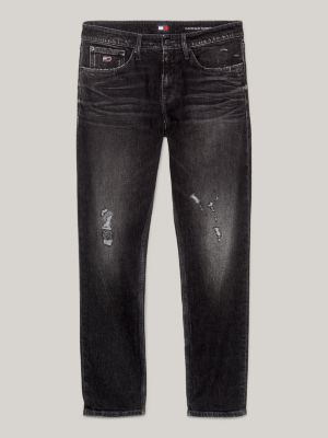 Austin Slim Tapered Distressed Black Jeans, Denim