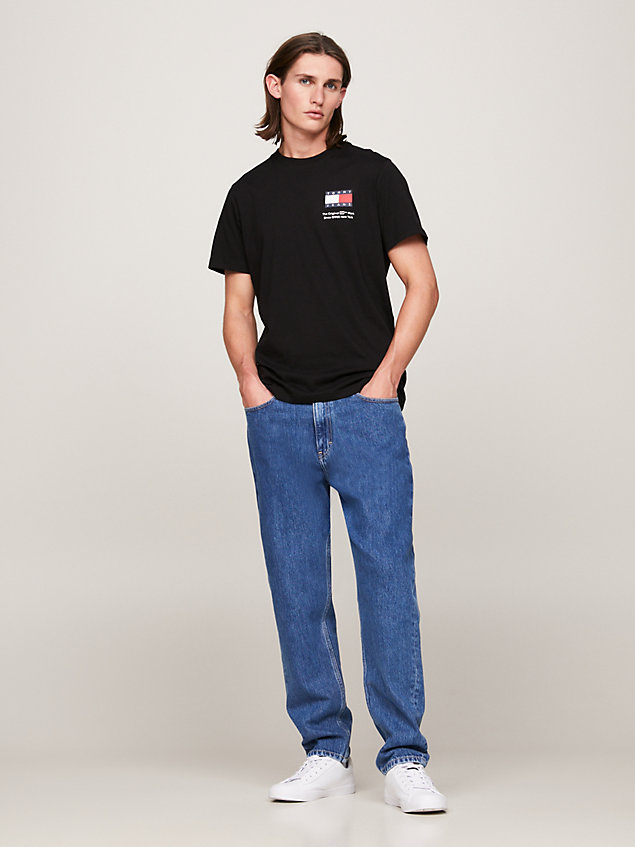 black essential slim fit t-shirt met logo voor heren - tommy jeans