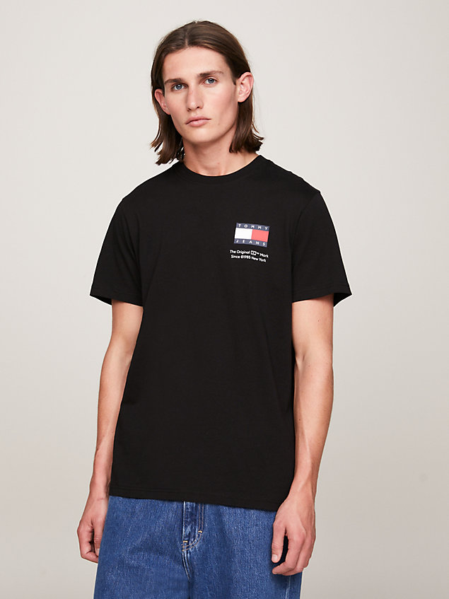 t-shirt essential slim fit con logo black da uomini tommy jeans