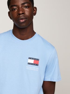 blue essential slim fit logo t-shirt for men tommy jeans