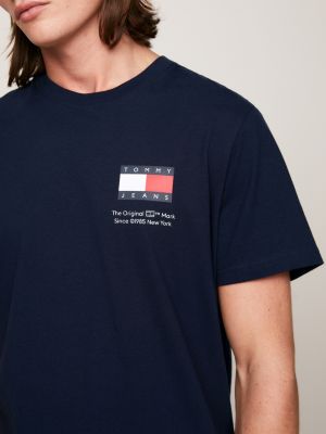 blue essential slim fit logo t-shirt for men tommy jeans
