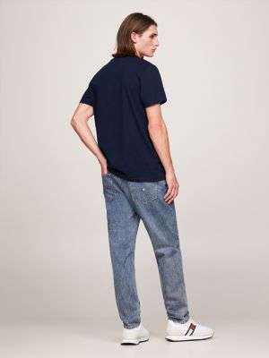 blue essential slim fit logo t-shirt for men tommy jeans