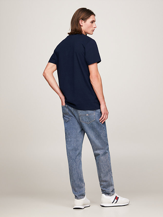 t-shirt essential slim fit con logo blue da uomo tommy jeans