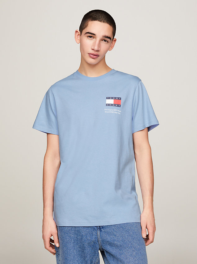 blue wąski t-shirt essential z logo dla mężczyźni - tommy jeans