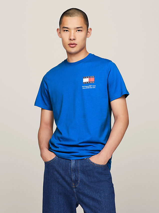 t-shirt essential slim fit con logo blue da uomini tommy jeans
