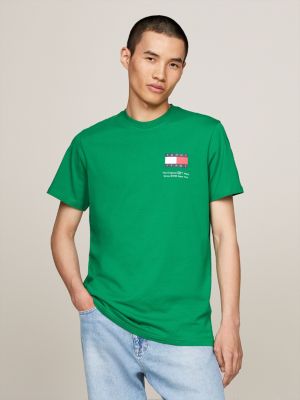 t-shirt essential slim fit con logo green da uomini tommy jeans