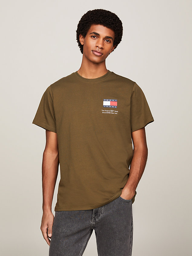 green essential logo slim fit t-shirt for men tommy jeans