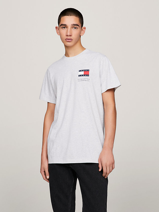 grey essential slim fit t-shirt mit logo für herren - tommy jeans